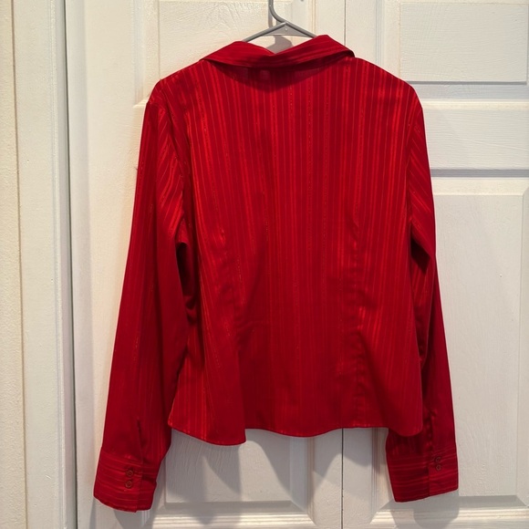 Vintage Covington Red Sparkly Striped Long Sleeve Button Up - Size XL - Picture 5 of 7